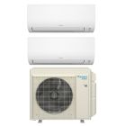Daikin Aurora 2-Zone 18,000 BTU Wall-Mounted Mini-Split Heat Pump System with Drain Pan Heater - Customize for Up to 2 Rooms, Heats Down to -13°F, R32