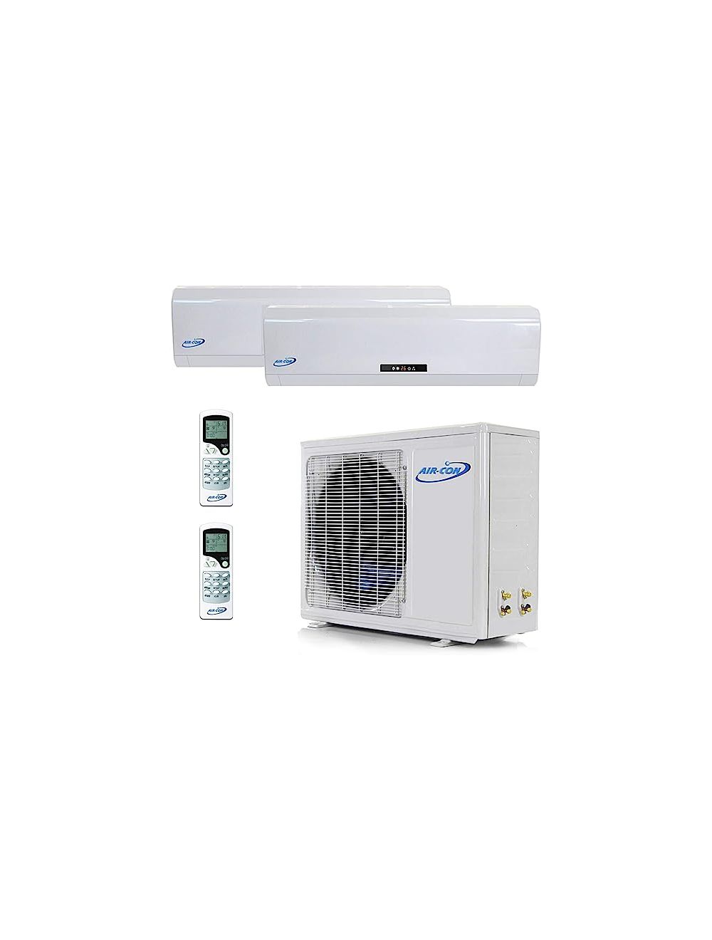 Air-Con 18000 BTU Up To 22 SEER 2 Zone Ductless Heat Pump Wall Mount System