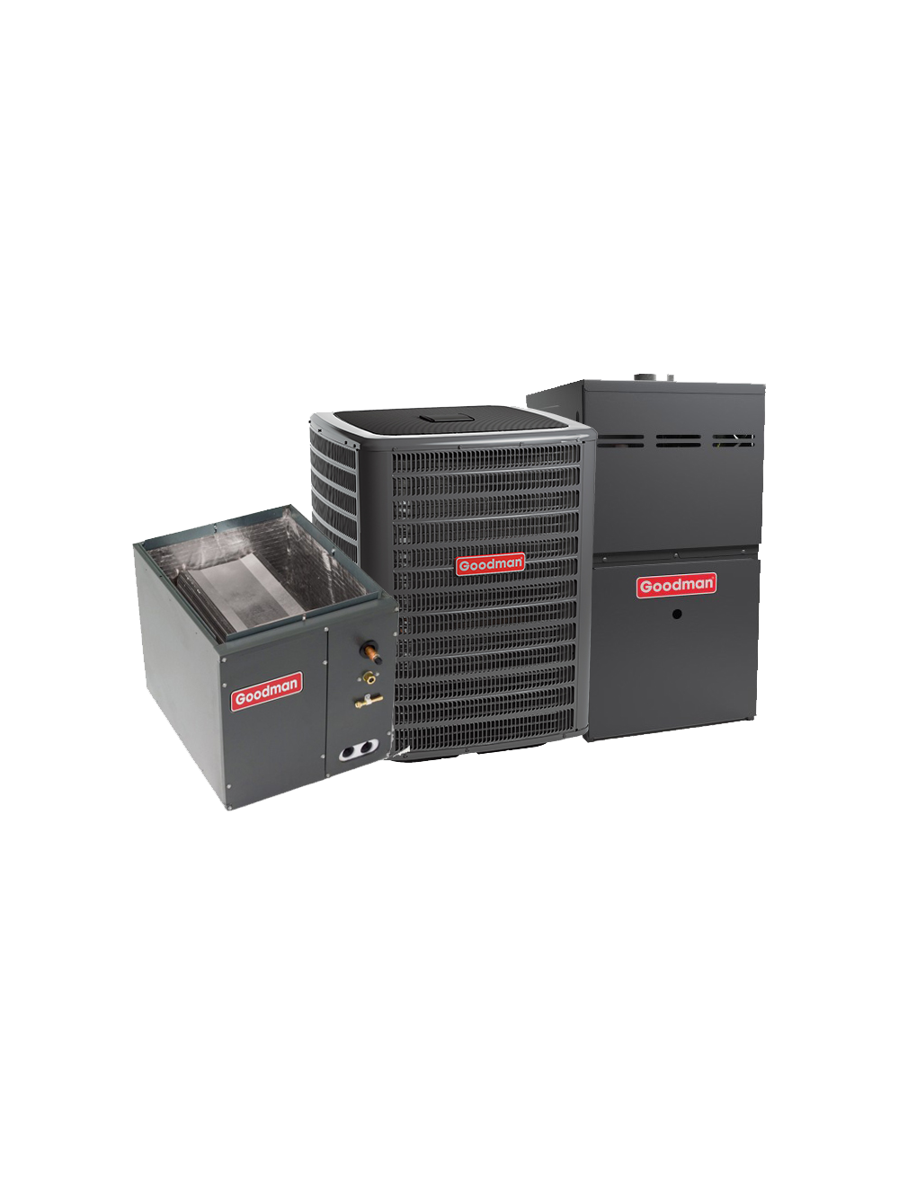 Goodman 3.5 Ton 13 SEER 80% Efficient 80,000 BTU Single Stage Gas Furnace u0026  Air Conditioning System - Upflow