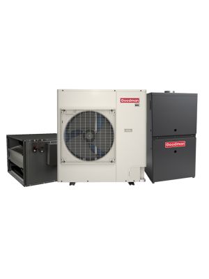 Goodman 3 Ton 18.5 SEER2 Dual Fuel Side Discharge Heat Pump & Gas Furnace Hybrid System - Inverter Heat Pump, 80,000 BTU 80% AFUE 2-Stage Variable-Speed Horizontal Furnace, R32