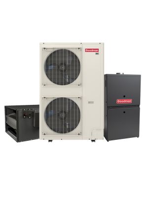 Goodman 5 Ton 17 SEER2 Dual Fuel Side Discharge Heat Pump & Gas Furnace Hybrid System - Inverter Heat Pump, 80,000 BTU 80% AFUE Low NOx 2-Stage Variable-Speed Downflow Furnace, R32