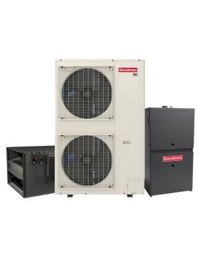 Goodman 5 Ton 16 SEER2 Dual Fuel Side Discharge Heat Pump & Gas Furnace Hybrid System - Inverter Heat Pump, 100,000 BTU 80% AFUE 2-Stage Variable-Speed Horizontal Furnace, R32