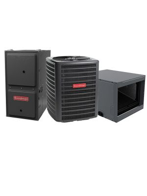 Goodman 5 ton AC condenser GLXS5BA6010 with 80‚000 BTU 96% AFUE Ultra-Low NOx Gas Furnace GR9S960805CU and evaporator coil CHPTA6030D3