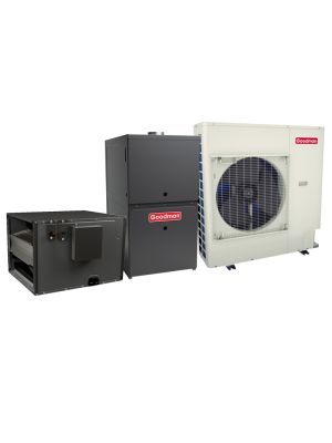 Goodman 3.5 Ton 17 SEER2 Dual Fuel Side Discharge Heat Pump & Gas Furnace Hybrid System - Inverter Heat Pump, 80,000 BTU 80 AFUE 2-Stage Variable-Speed Horizontal Furnace, R32