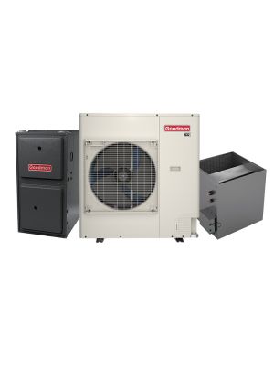 Goodman 3 Ton 18.5 SEER2 Variable-Speed Inverter AC & Gas Furnace System - Two-Stage Variable-Speed 80,000 BTU 96% AFUE Gas Furnace, Upflow, R32
