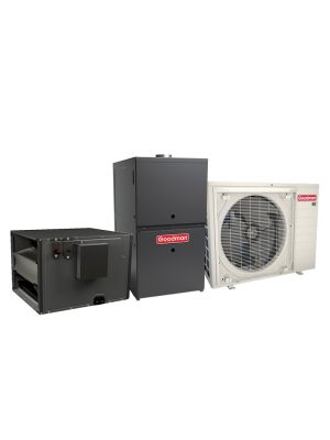 Goodman 2.5 Ton 17.5 SEER2 Variable-Speed Inverter AC & Low NOx Gas Furnace System – 60,000 BTU Two-Stage Variable-Speed 80% AFUE Horizontal Gas Furnace, R32