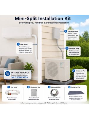 Single-Zone Ductless Mini-Split Installation Kit with Pre-Insulated Copper Line Set, Pad, Whip & Disconnect Box