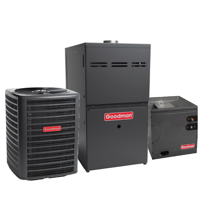 Goodman 2 Ton 14.5 SEER2 40000 BTU 80% Single Stage Gas Furnace System  Upflow Ultra Low NOx w/ 2.5 Ton Coil
