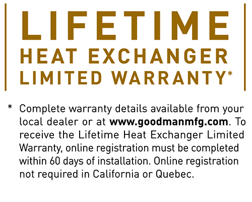 Goodman Lifetime Heat Exchanger Limited Warranty Badge