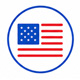 American flag icon in a white circle with blue border - Shipped From the USA Fast nationwide fulfillment